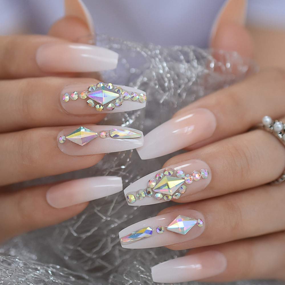 CoolNail Long 3D Bling Glitter Fake Nails