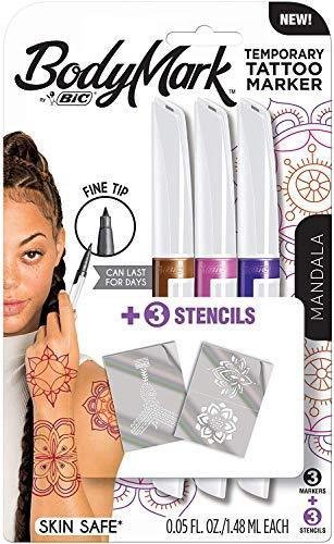 BIC Bodymark Temporary Tattoo Marker With Fine Tip, Mandala